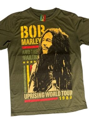 Bob Marley Graphic Tour T-Shirt - Olive Green